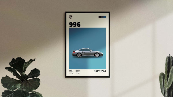 Wall Art Mid-Century Porsche 996 Turbo Inspired Poster Gift, Car Print, Birthday, Wall Print, Fathers Day, Retro Wall Decor 1115324153
