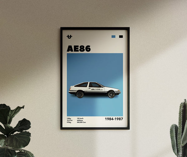 Wall Art Mid-Century Toyota AE86 Poster Gift, Car Print, Birthday, Wall Print, Anime, Retro Wall Decor 1683241840