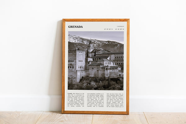 Grenada Print Wall Art Poster  Grenada  Black White Poster  Poster  Art Gift 1665780371