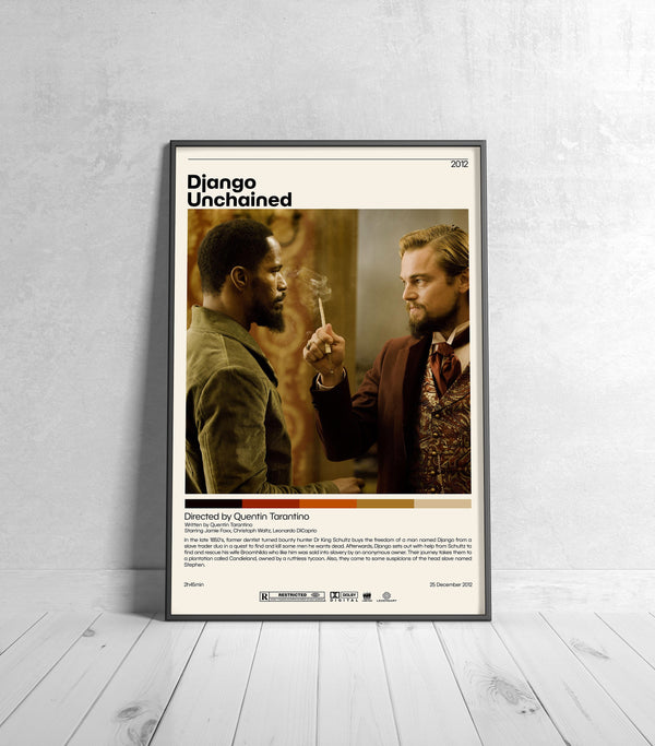Django Unchained  Quentin Tarantino, Minimalist Movie Poster, Vintage Retro Art Print, Custom Poster, Wall Art Print 992091050