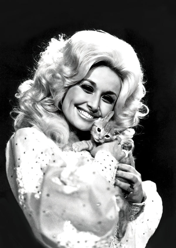 Dolly Parton Holding a Kitten Photoshoot Print Wall art Poster 1576689385