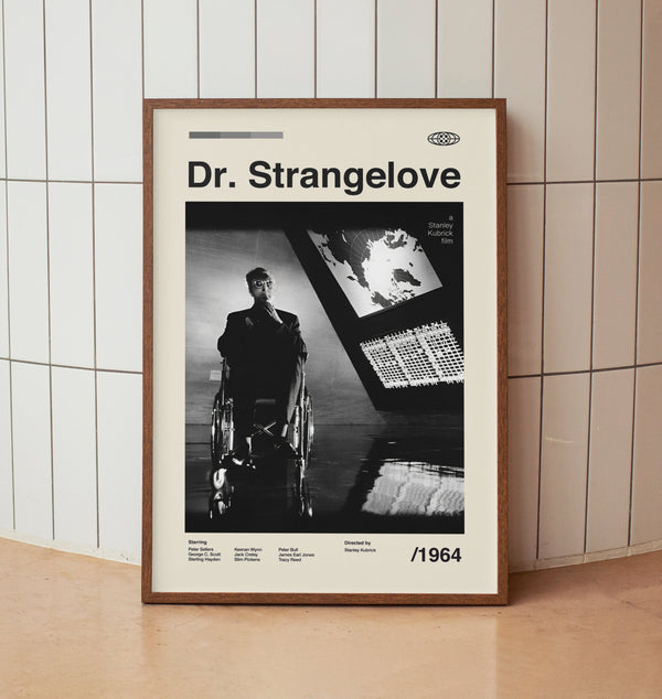 Dr. Strangelove Wall Art Print - Stanley Kubrick Peter Sellers - Midcentury Vintage Minimalist  Movie Poster