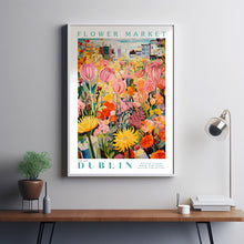 Dublin Flower Market Poster, Ireland Travel Art, Large Modern Poster, Botanical Wall Art, Colorful Wall Art, Floral Wall Art, Travel Poster 1