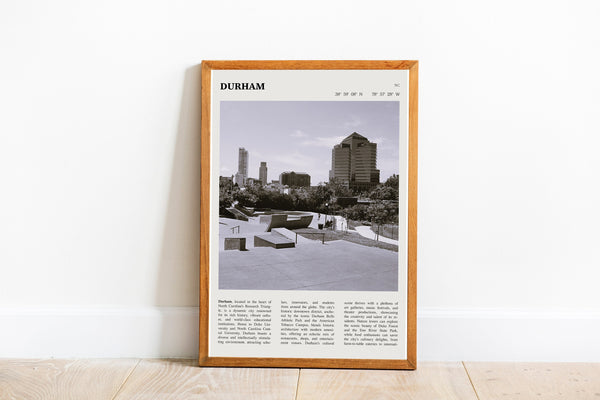 Durham North Carolina Wall Art Poster Poster Durham North Carolina  Black White Poster  Poster  Art Gift 1685485582