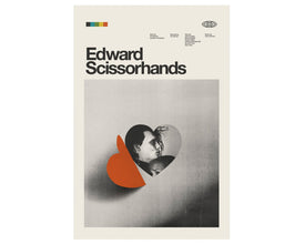 EDWARD SCISSORHANDS Inspired Poster - Minimalist, Tim Burton, Mid-Century Modern, Heart, Love, Black and White, Swiss 1029043702
