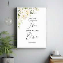 EPHESIANS 531 Two Shall Become One Bible Verse Poster, Christan Wall Art, Scripture Christian Wedding