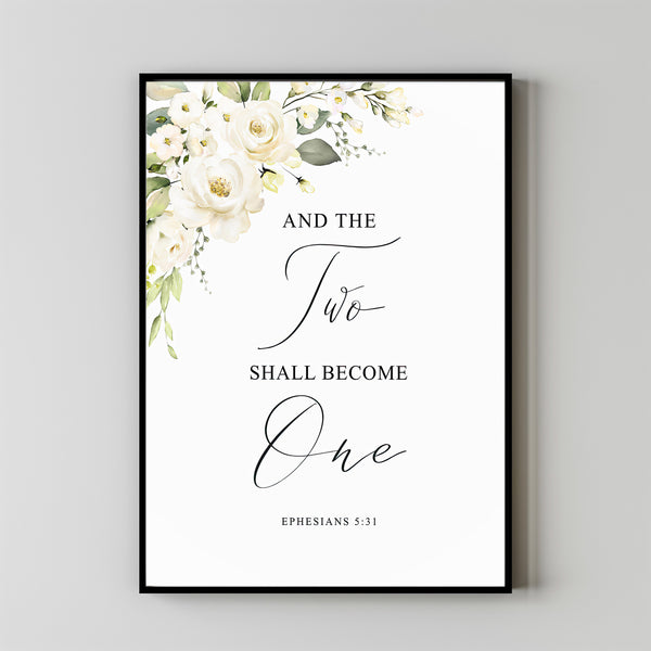 EPHESIANS 531 Two Shall Become One Bible Verse Poster, Christan Wall Art, Scripture Christian Wedding