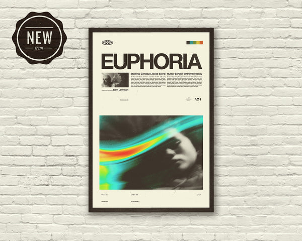 EUPHORIA Inspired Poster, Zendaya, Art Print - Helvetica, Mid-Century Modern, Black and white, Swiss, Poster 1196762315