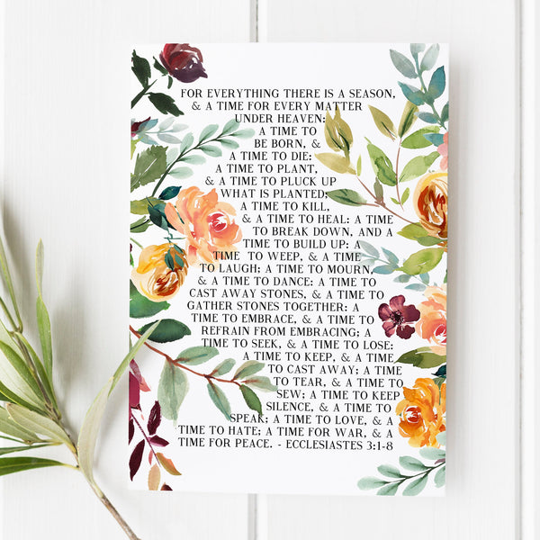 Ecclesiastes 31-8 - For everything there is a season - Scripture Art - Bible Verse - Bible verse print - Bible verse wall art 602550057