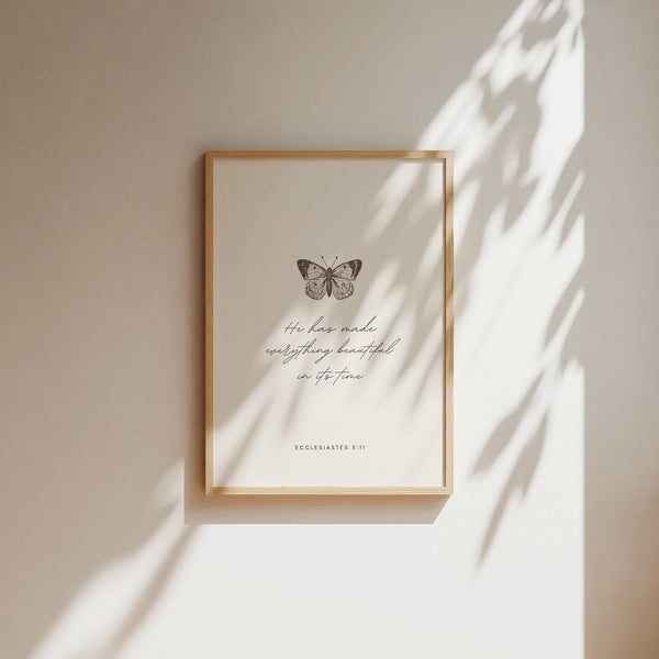 Ecclesiastes 311 He Has Made Everything Beautiful In Its Time, Bible Verse Wall Art,Wall Art for Christian Home, Minimal Bible Verse Poster 1459884348