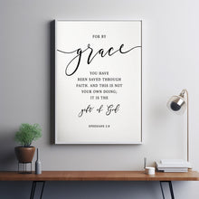 Ephesians 2:8 'By Grace Through Faith' Large Scripture Wall Art - Elegant Christian Gifts for Spiritual Inspiration