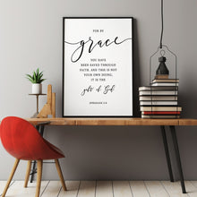 Ephesians 2:8 'By Grace Through Faith' Large Scripture Wall Art - Elegant Christian Gifts for Spiritual Inspiration