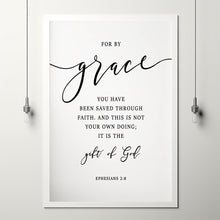 Ephesians 2:8 'By Grace Through Faith' Large Scripture Wall Art - Elegant Christian Gifts for Spiritual Inspiration