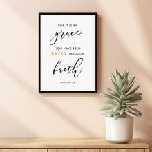 Ephesians 2:8 'By Grace Through Faith' Bible Verse Wall Art - Inspirational Christian Poster for Spiritual Reflection