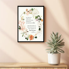 Ephesians 4:2-3 'Be Completely Humble' Floral Wreath Bible Verse Wall Art - Elegant Christian Gift for Inspiration and Unity