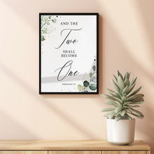 Ephesians 5:31 'Two Shall Become One' Bible Verse Christian Wedding Sign - Elegant Wedding Poster, Perfect Christian Gift