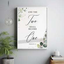 Ephesians 5:31 'Two Shall Become One' Bible Verse Christian Wedding Sign - Elegant Wedding Poster, Perfect Christian Gift