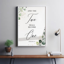 Ephesians 5:31 'Two Shall Become One' Bible Verse Christian Wedding Sign - Elegant Wedding Poster, Perfect Christian Gift