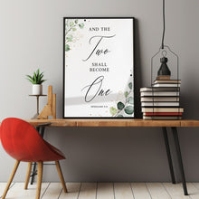 Ephesians 5:31 'Two Shall Become One' Bible Verse Christian Wedding Sign - Elegant Wedding Poster, Perfect Christian Gift