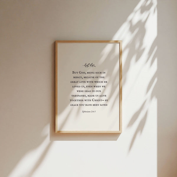 Ephesians 24-5, Christian Wall Decor, Bible Verse Wall Art, By Grace You Have Been Saved, Bible Verse Poster, Minimalist Bible Wall Art 1511966984