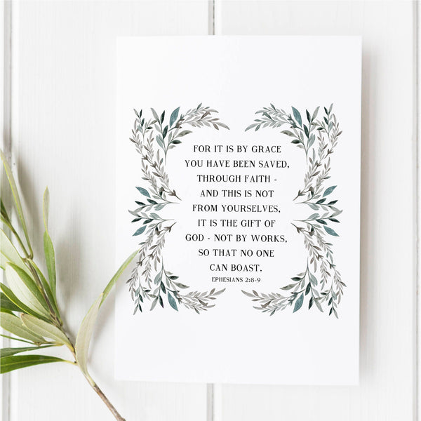 Ephesians 28-9 - For it is by grace you have been saved - Bible Verse - Bible verse wall art - Bible verse print - Bible verse gift 1672725074