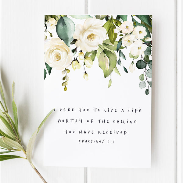 Ephesians 41 - I urge you to live a life - Scripture Art - Bible Verse - Bible verse wall art - Bible verse prints 1663162421