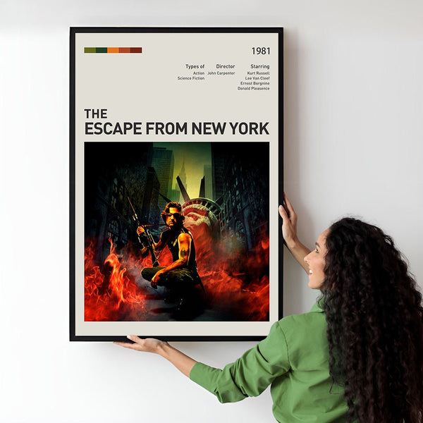 Escape from New Yorek Movie Poster  Minimalist  Midcentury Poster  Wall Art Print  Retro Movie Poster 1733510292 - Copy