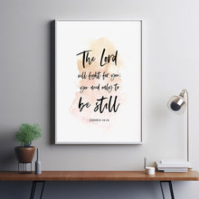 Exodus 14:14 'Be Still' Bible Verse Wall Art - Inspirational Scripture Poster for Peace and Trust