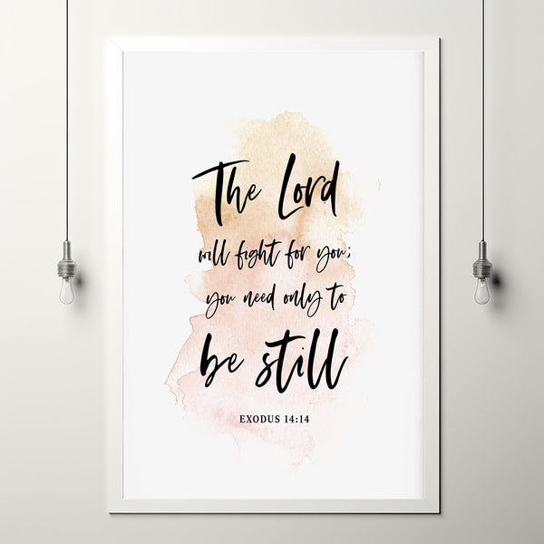 Exodus 14:14 'Be Still' Bible Verse Wall Art - Inspirational Scripture Poster for Peace and Trust