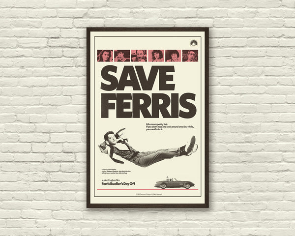 FERRIS BUELLER'S DAY Off, John Hughes Inspired Poster, Art Print , Pink, Black White, Matthew Broderick 1452683289