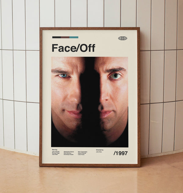 Face Off Vintage Movie Poster - John Travolta Nicolas Cage - Minimalist Midcentury Wall Art Print 1586889140