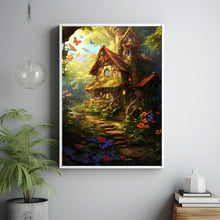 Enchanted Fairytale Forest Poster with Cozy Little Fairy - Whimsical Fairy Wall Art, Magical Forest Decor for Dreamy Interiors
