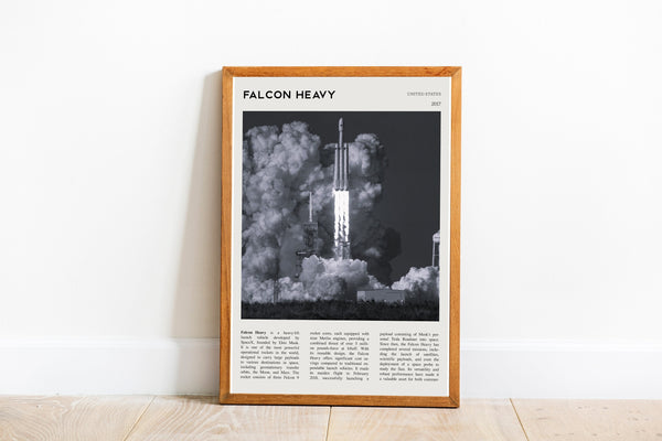Falcon Heavy Rocket Wall Art Poster Poster  aerospace Falcon Heavy Black White Poster  Poster  Art Gift 1702502173