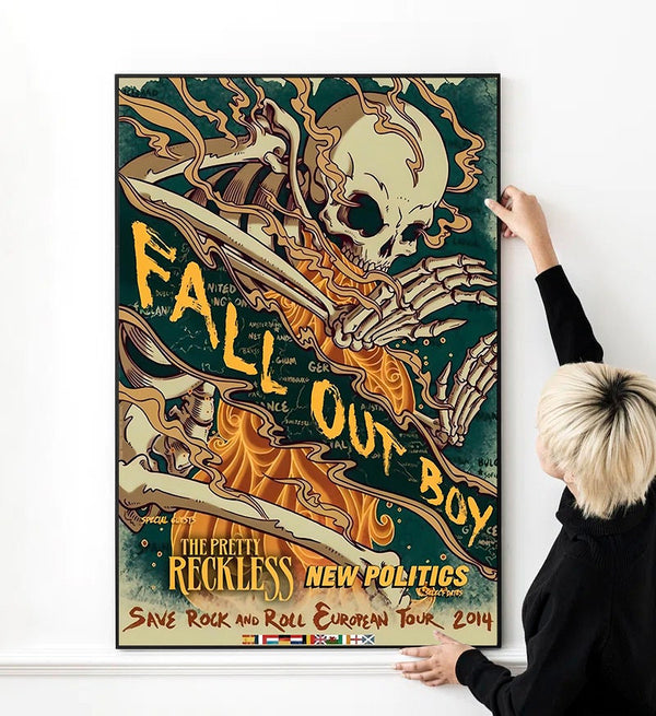 Fall Out Boy Vintage Music Poster High Quality Print Photo Wall Art Canvas Cloth Multi size 1620117572