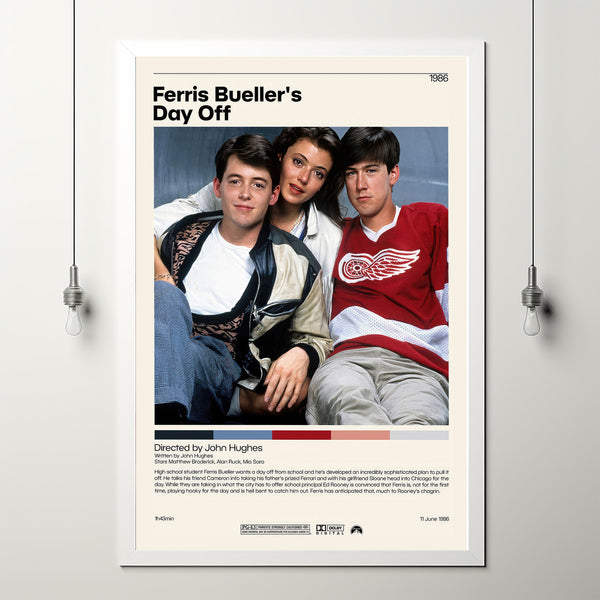 Ferris Bueller's Day Off by John Hughes Minimalist Movie Poster | Vintage Retro Art Print | Customizable Wall Art for Home Decor