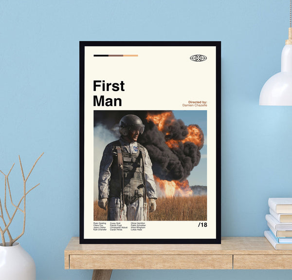 First Man Poster, First Man Movie Poster, Damien Chazelle, Retro Poster, Minimalist Art, Vintage Poster, Midcentury Art, Wall Decor 1732726097