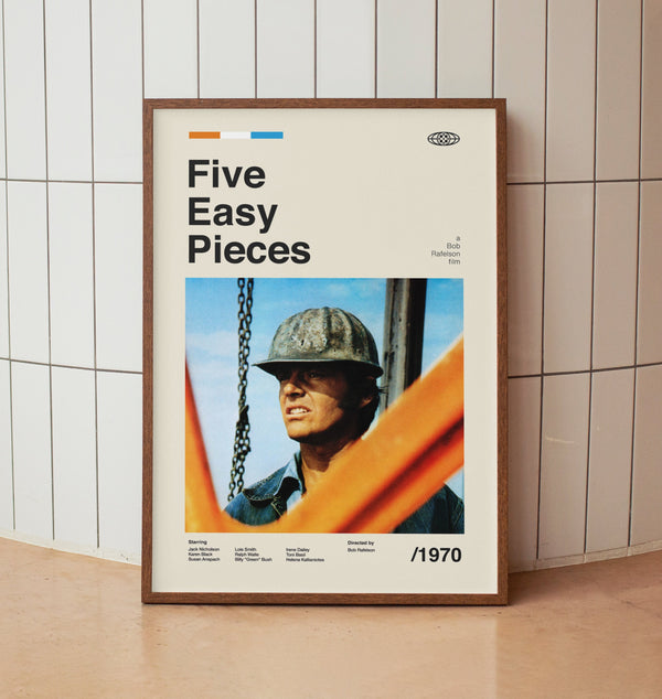 Five Easy Pieces Wall Art Print - Jack Nicholson Movie Poster - Minimalist Midcentury Art