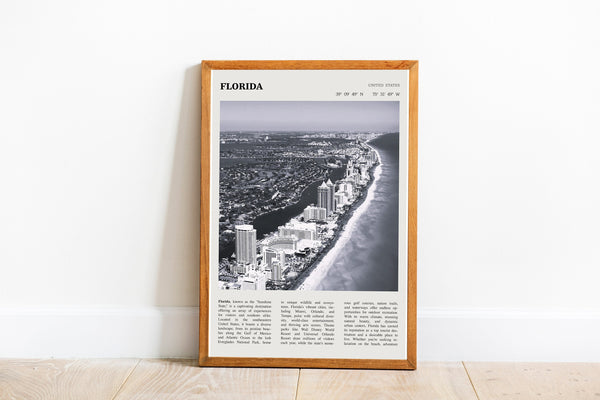 Florida State Wall Art Poster Poster Florida State   Black White Poster  Poster  Art Gift 1695475513