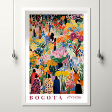 Flower Market Bogota Print, Bogota Travel Art, Large Modern Poster, Botanical Wall Art, Green Wall Art, Trendy Wall Art, Floral Illustration