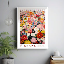 Flower Market Firenze Print, Italy Travel Art, Large Modern Poster, Botanical Wall Art, Green Wall Art, Trendy Wall Art, Floral Illustration