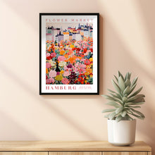 Flower Market Hamburg Print, Germany Travel Art, Pink and Red Art, Botanical Wall Art, Unique Wall Art, Trendy Wall Art, Floral Illustration