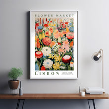 Flower Market Lisbon Print, London Travel Art, Large Modern Poster, Botanical Wall Art, Green Wall Art, Trendy Wall Art, Floral Illustration
