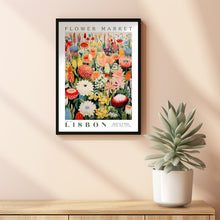 Flower Market Lisbon Print, London Travel Art, Large Modern Poster, Botanical Wall Art, Green Wall Art, Trendy Wall Art, Floral Illustration