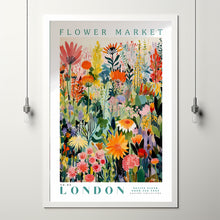 Flower Market London Print, London Travel Art, Large Modern Poster, Botanical Wall Art, Green Wall Art, Trendy Wall Art, Floral Illustration 1