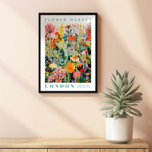 Flower Market London Print, London Travel Art, Large Modern Poster, Botanical Wall Art, Green Wall Art, Trendy Wall Art, Floral Illustration 1