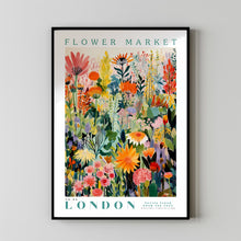 Flower Market London Print, London Travel Art, Large Modern Poster, Botanical Wall Art, Green Wall Art, Trendy Wall Art, Floral Illustration 1