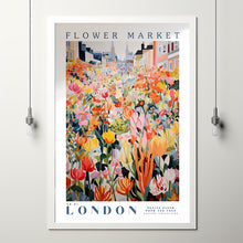 Flower Market London Print, London Travel Art, Large Modern Poster, Botanical Wall Art, Green Wall Art, Trendy Wall Art, Floral Illustration 1 (2)