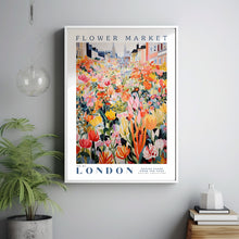 Flower Market London Print, London Travel Art, Large Modern Poster, Botanical Wall Art, Green Wall Art, Trendy Wall Art, Floral Illustration 1 (2)