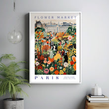 Flower Market Paris Print, France Travel Art, Trendy Wall Art, Botanical Wall Art, Purple Art, Pink Peony, Purple Rose, Floral Illustration