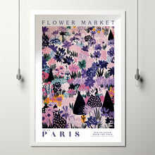 Flower Market Paris Print, France Travel Art, Trendy Wall Art, Botanical Wall Art, Purple Art, Pink Peony, Purple Rose, Floral Illustration 2